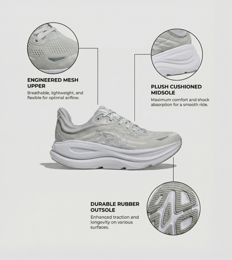 BONDI 9 Textured Running Shoes