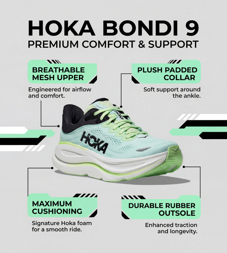 BONDI 9 Lace Up Running Shoes