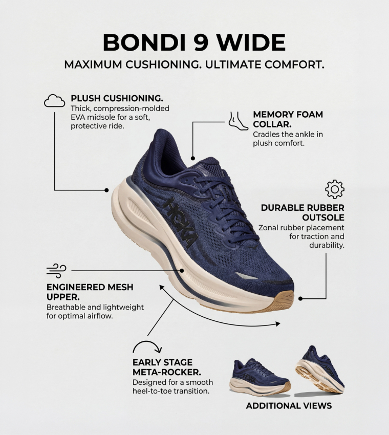 BONDI 9 Textured Running Shoes
