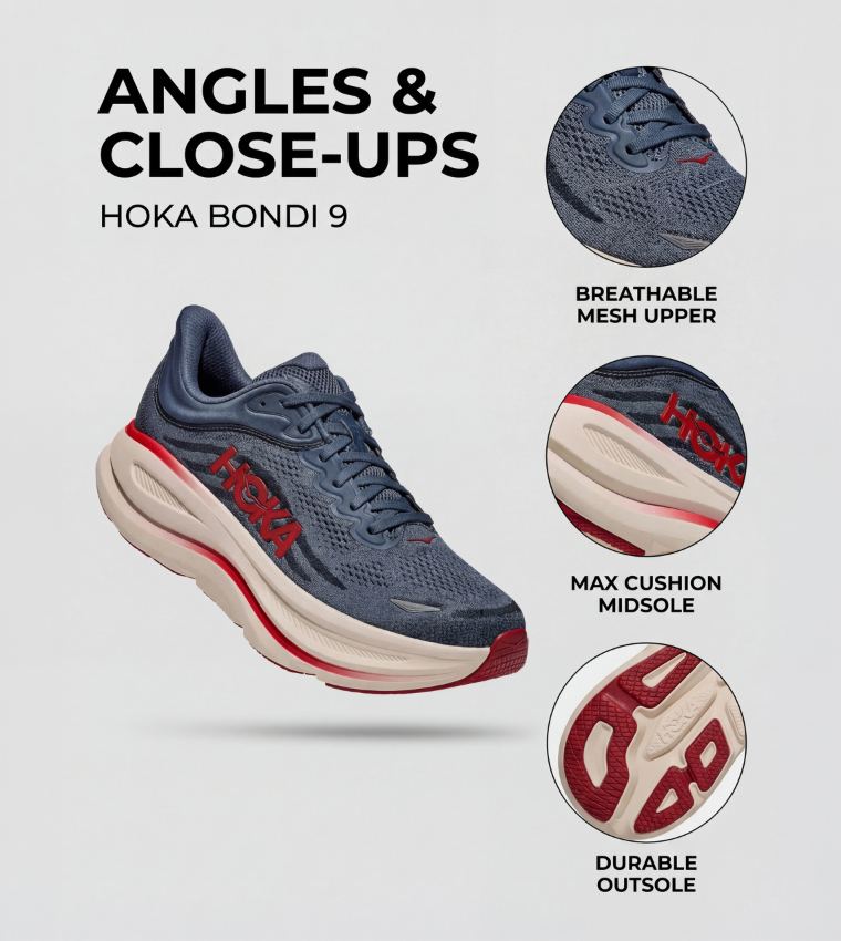 BONDI 9 Textured Running Shoes