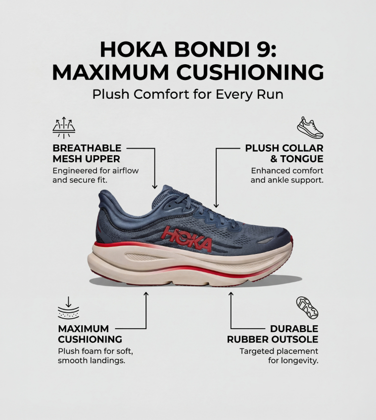BONDI 9 Textured Running Shoes