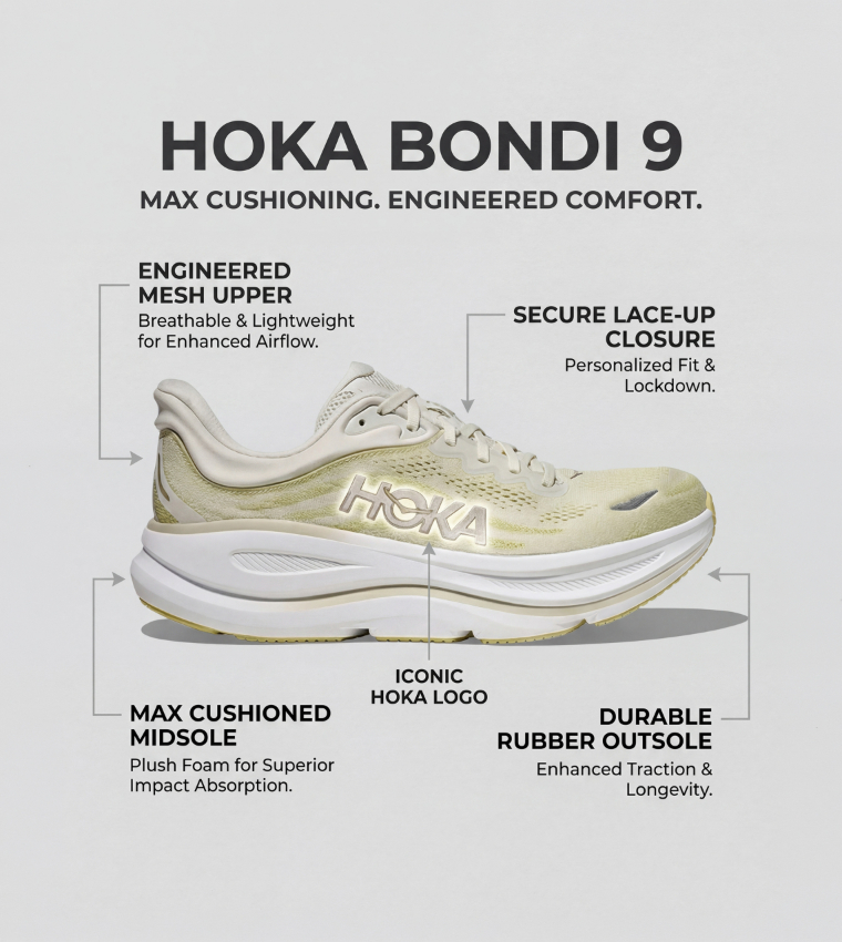 BONDI 9 Lace Up Running Shoes