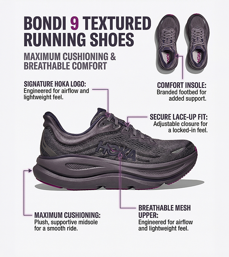 BONDI 9 Textured Running Shoes