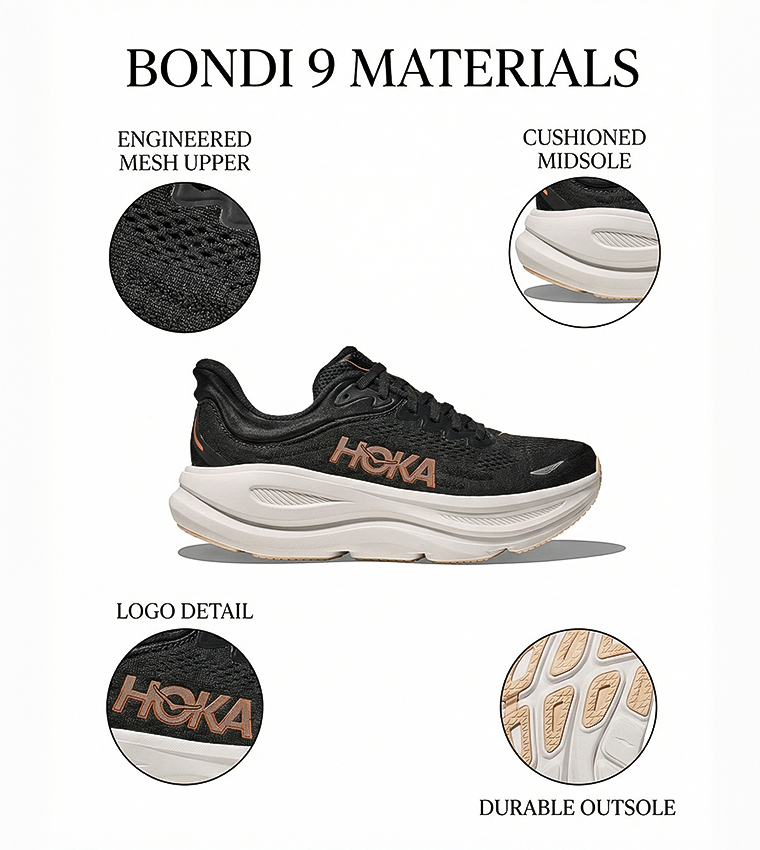 BONDI 9 Logo Detail Running Shoes