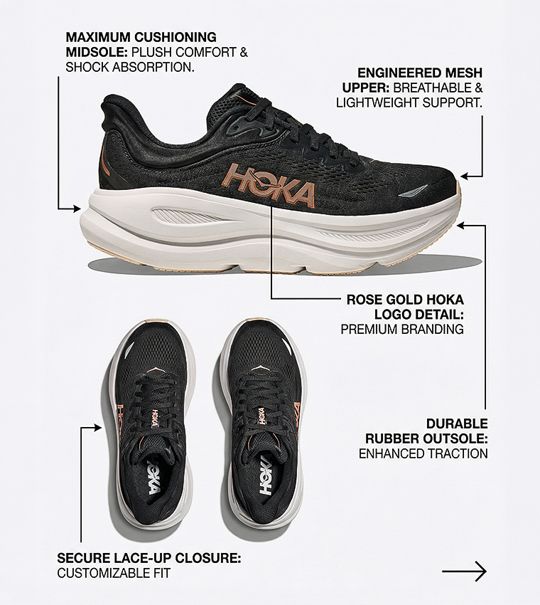 BONDI 9 Logo Detail Running Shoes