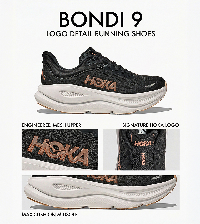 BONDI 9 Logo Detail Running Shoes
