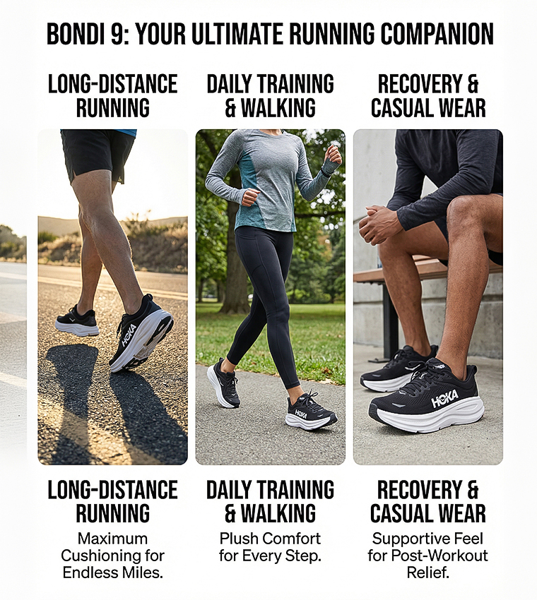 BONDI 9 Lace-Up Running Shoes