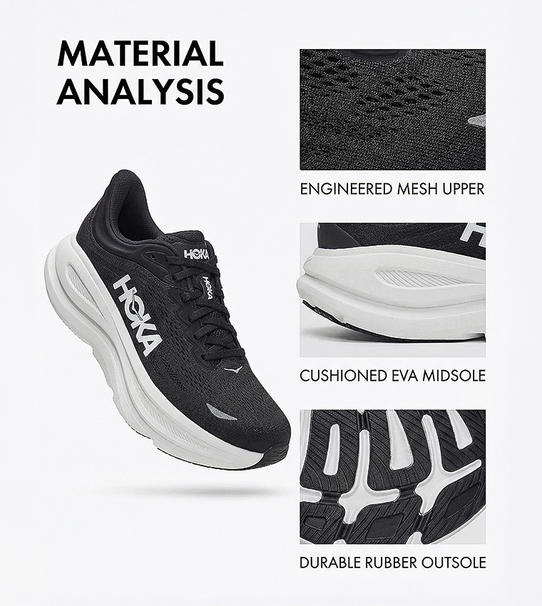 BONDI 9 Lace-Up Running Shoes