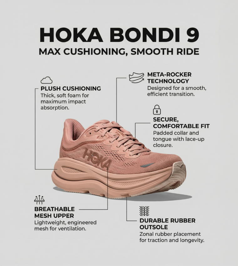 BONDI 9 Textured Running Shoes