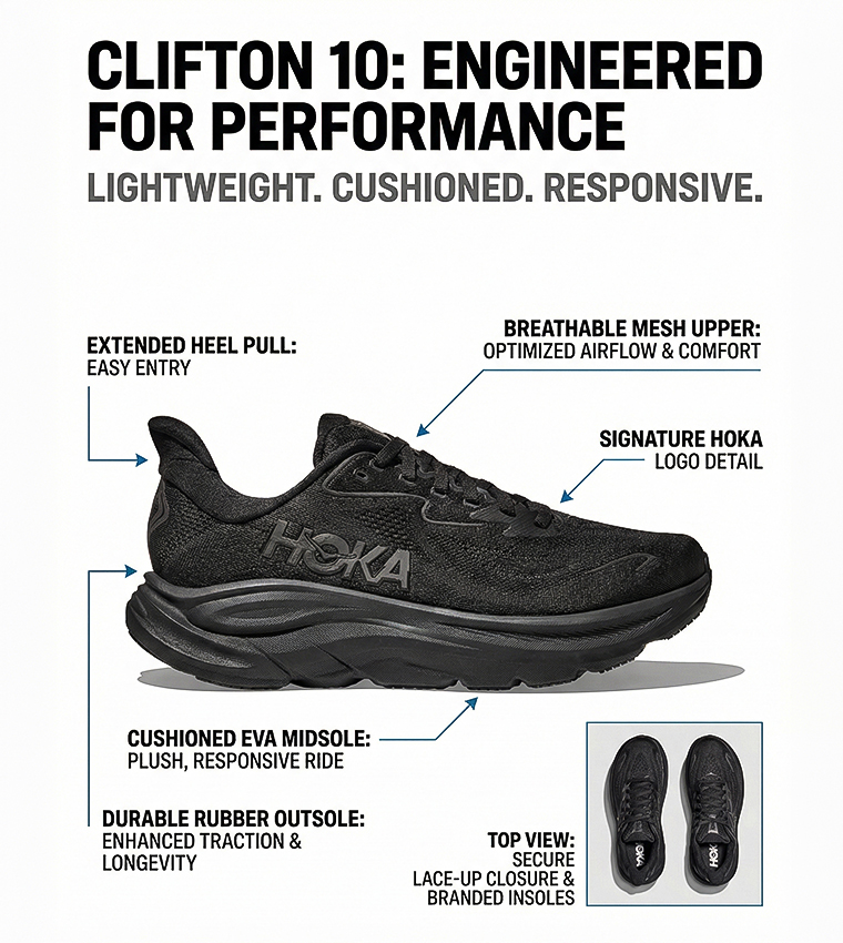 حذاء كليفتون 10 جري بشعار