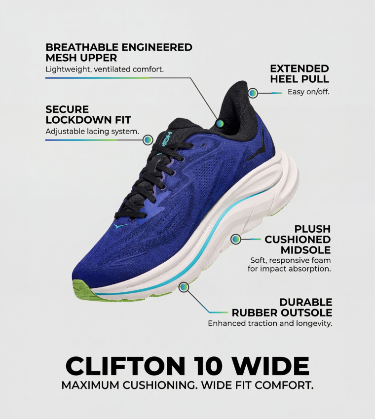 CLIFTON 10 Lace Up Running Shoes