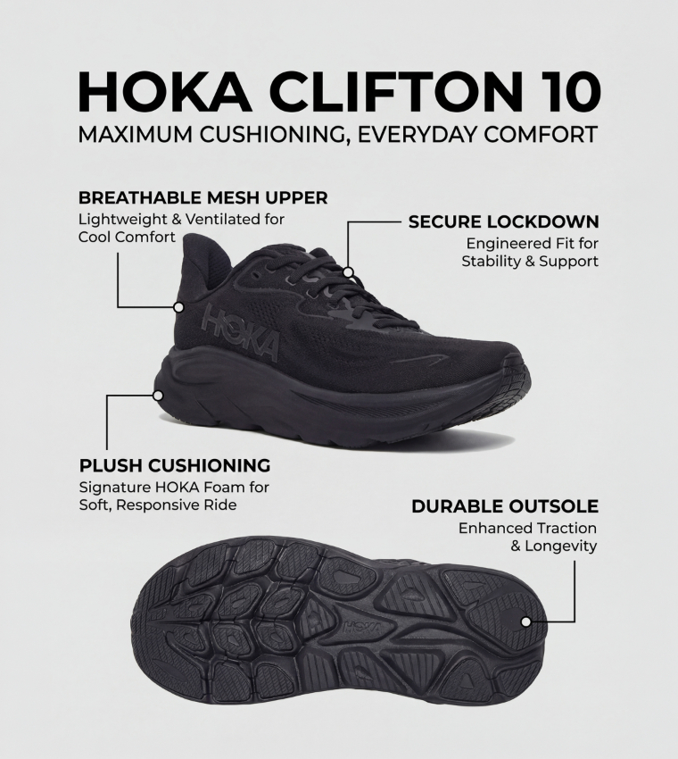 حذاء جري برباط كليفتون 10