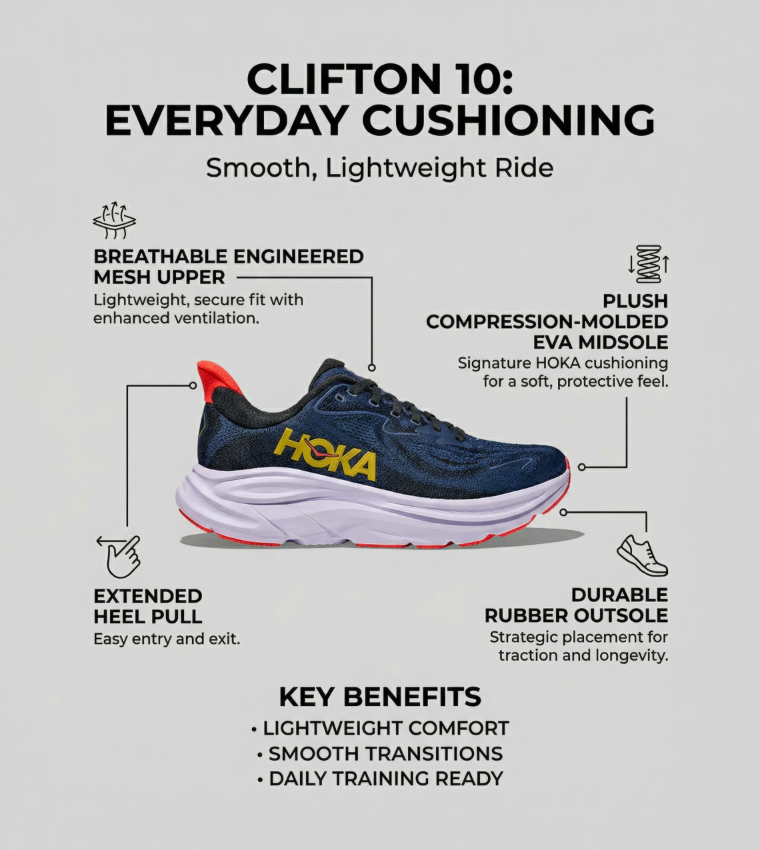 CLIFTON 10 Textured Running Shoes