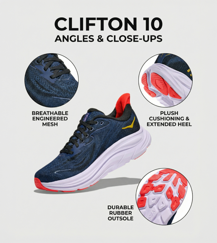 CLIFTON 10 Textured Running Shoes