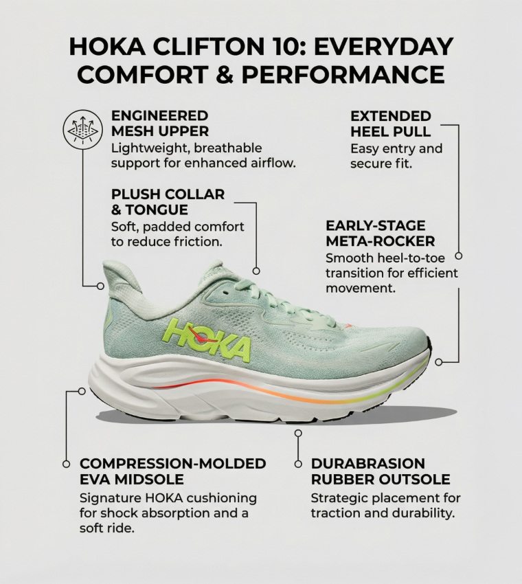 CLIFTON 10 Textured Running Shoes