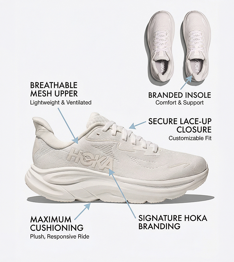 CLIFTON 10 Logo Detail Running Shoes