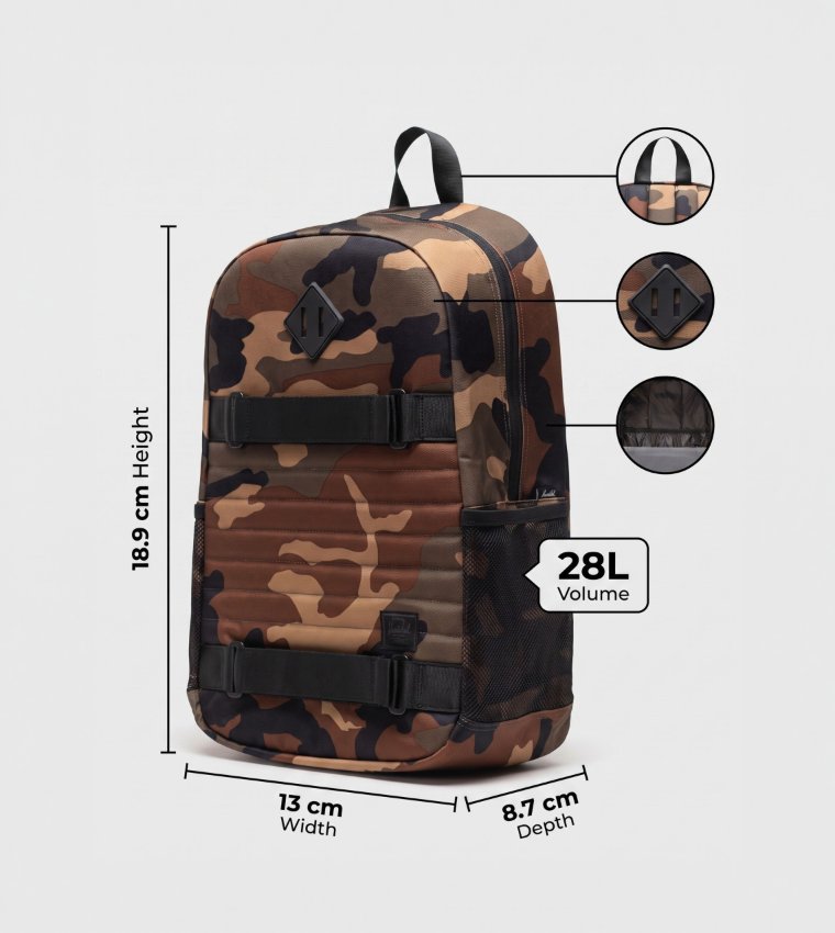 FLEET SKATE Camouflage Quilted Backpack