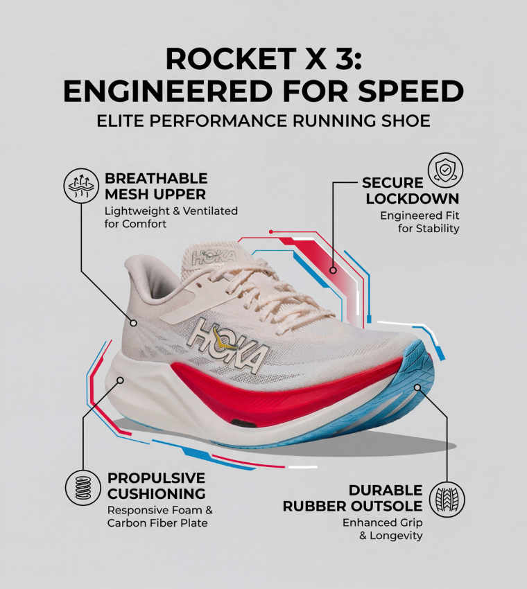 ROCKET X 3 Textured Running Shoes