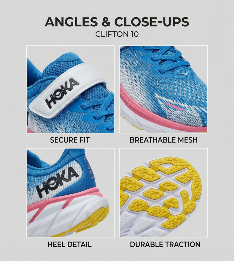 حذاء جري أطفال كليفتون 10 بنقشة