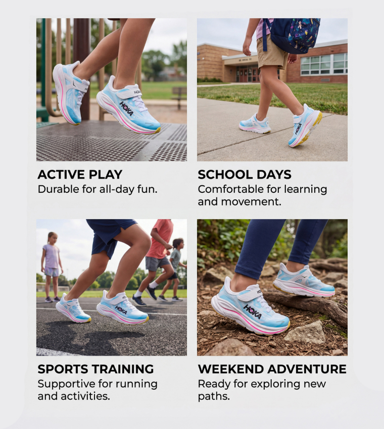 حذاء جري أطفال كليفتون 10 بنقشة