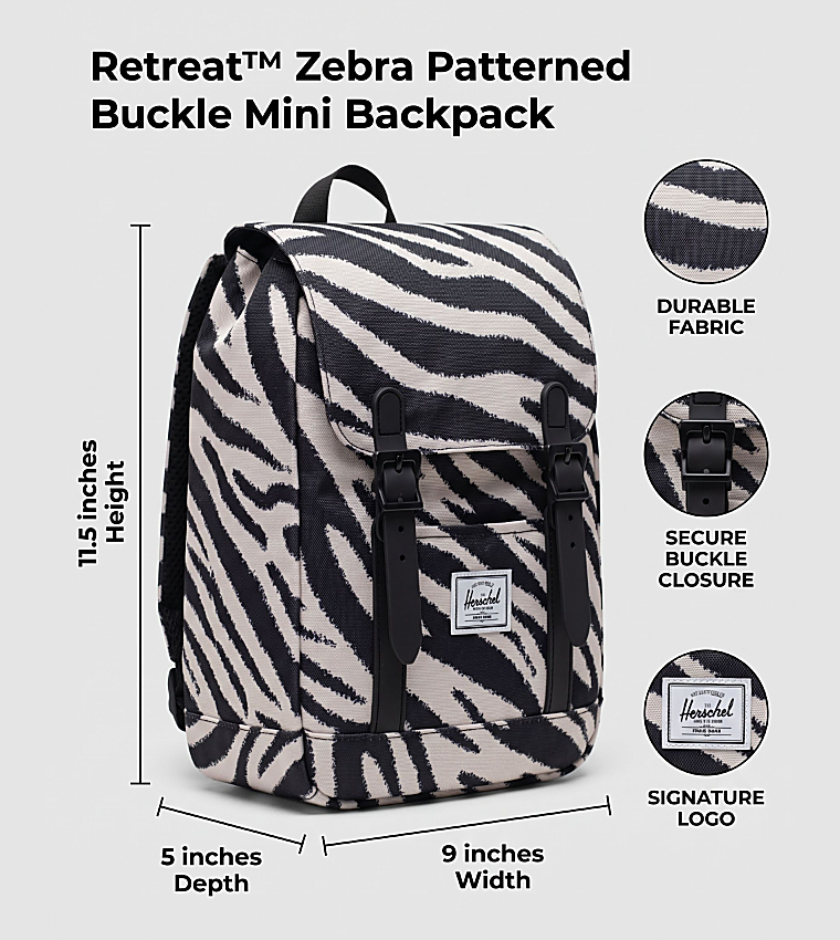Retreat™ Zebra Patterned Buckle Mini Backpack