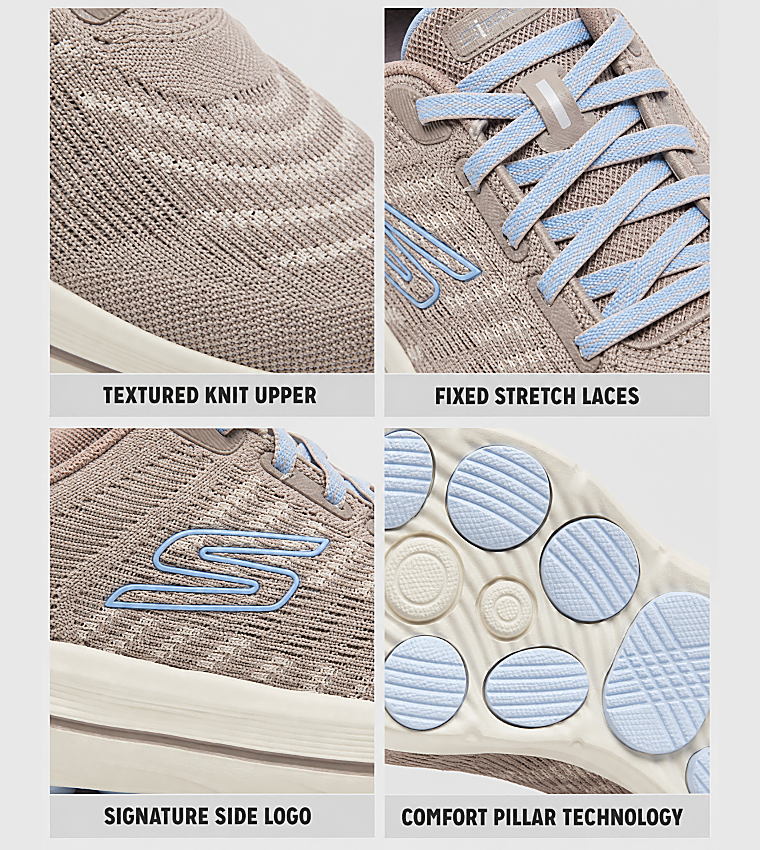 GO WALK 8 Textured Lace-Up Shoes