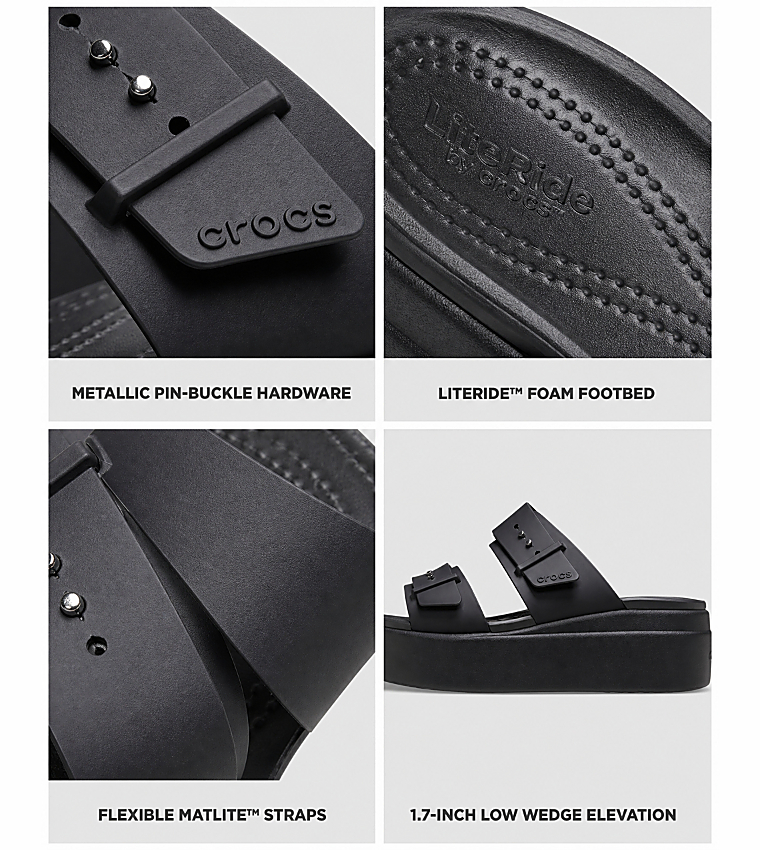 Crocs  Flat Sandals - Black Wedges