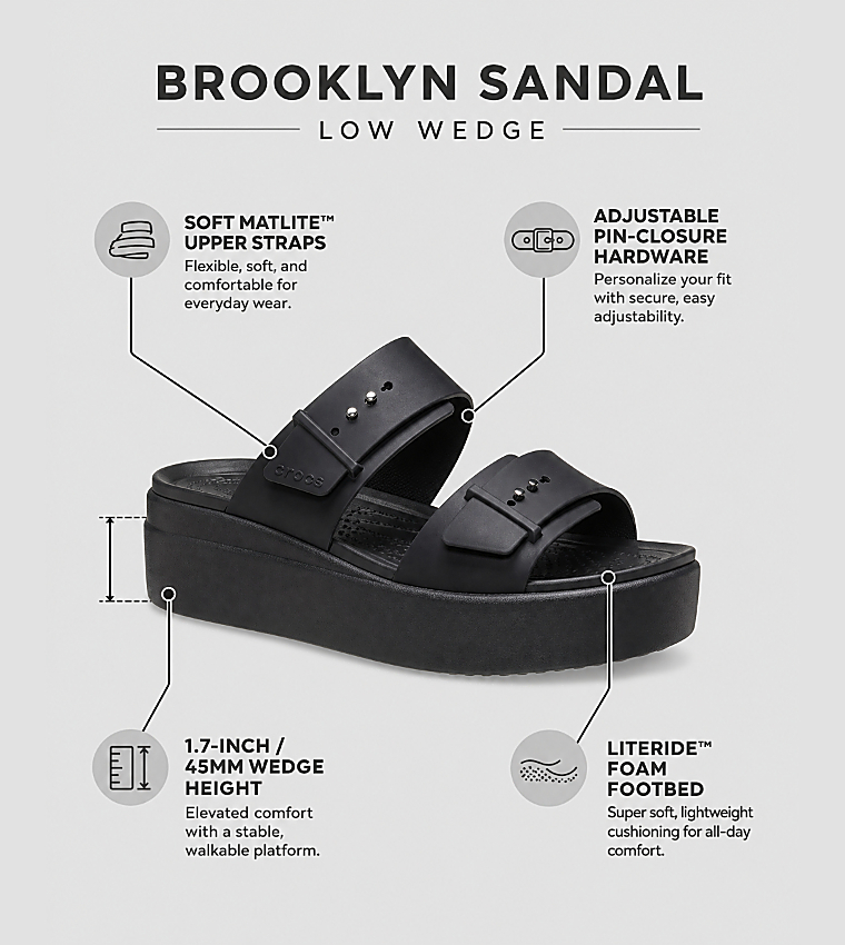 Crocs  Flat Sandals - Black Wedges