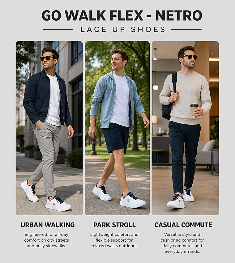 GO WALK FLEX - NETRO Lace Up Shoes