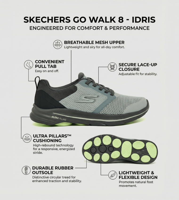 GO WALK 8 Running Shoes