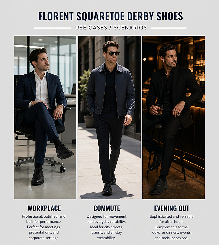 FLORENT SquareToe Derby Shoes