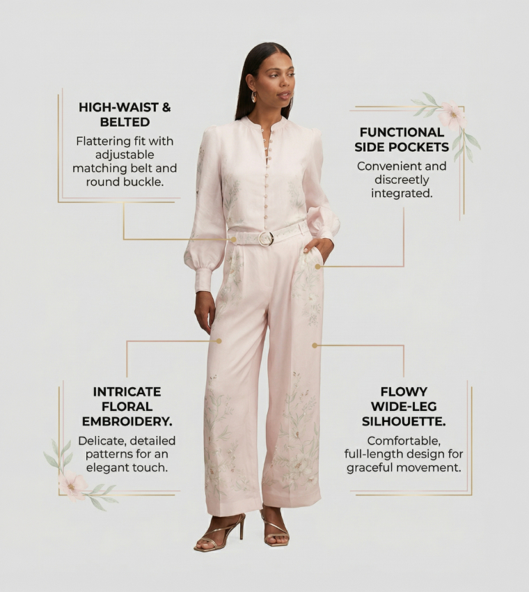 FN PARKER Embroidered Palazzo Pants