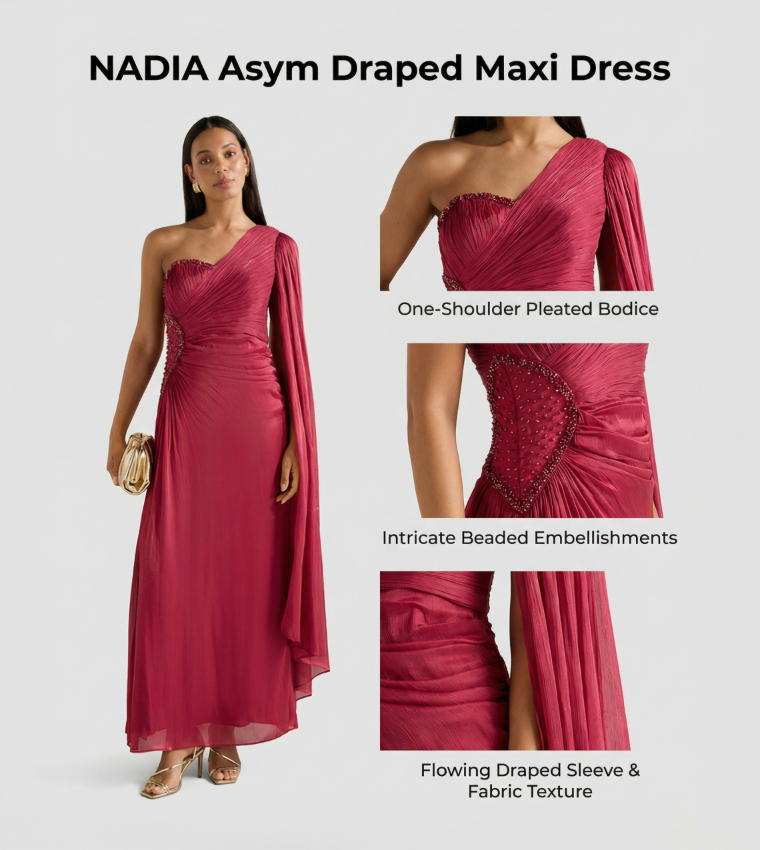 FN NADIA Asym Draped Maxi Dress