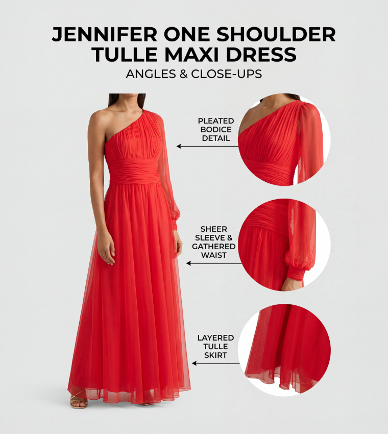 JENNIFER One Shoulder Tulle Maxi Dress