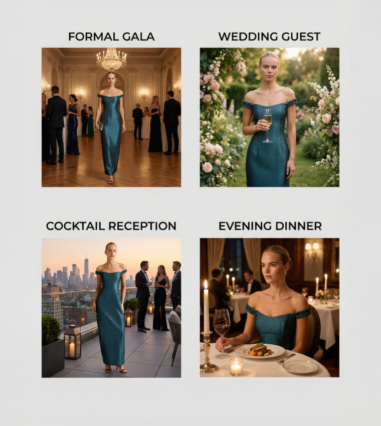 MINDY Bardot Ruffle Maxi Dress