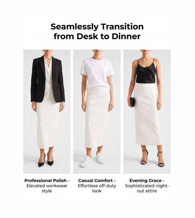فوريفر نيو  تنانير ميدي - أبيض Midi Skirts