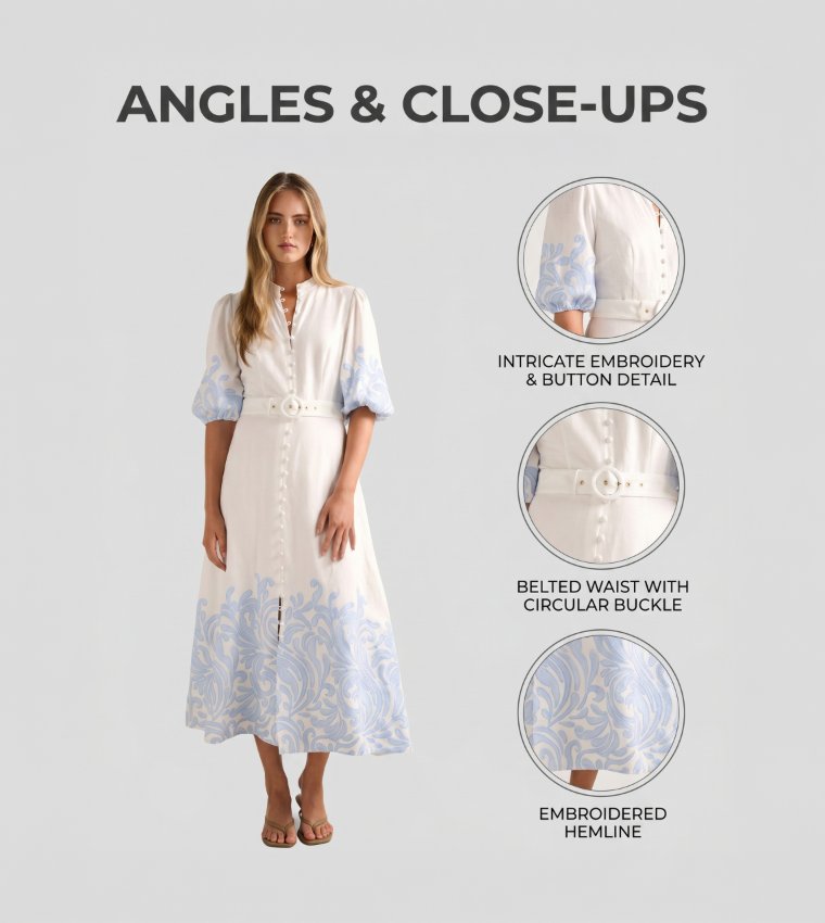 FN ESTHER Embroidered Midi Dress