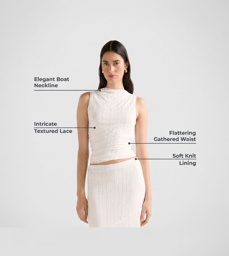 FN TAHLIA Textured Lace Sleeveless Top