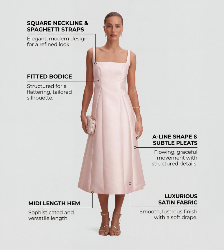 Buy Forever New FN KAYLA Structured Satin Midi Dress In Pink | 6thstreet  Qatar