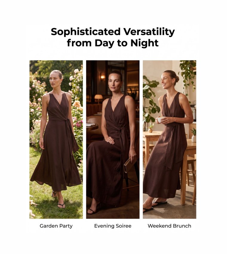 ZOEY V-Neck Tie Detail Midi Dress
