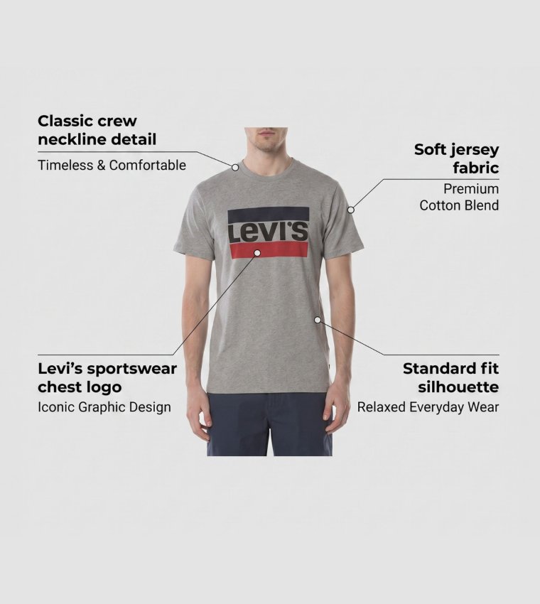 Logo Graphic Printed Short Sleeve T-Shirt - Grey 39636-0002