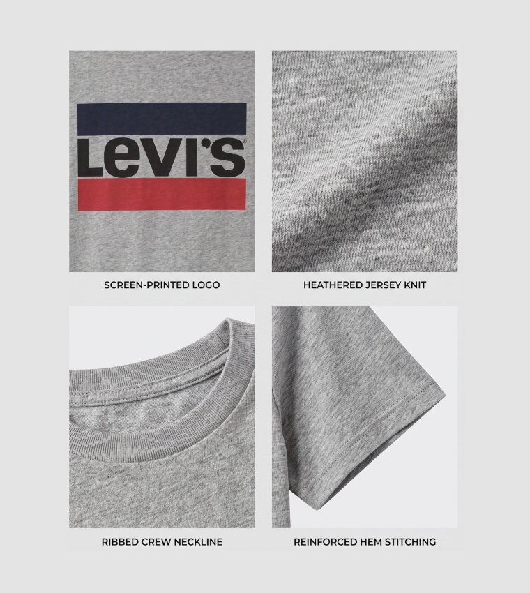 Logo Graphic Printed Short Sleeve T-Shirt - Grey 39636-0002