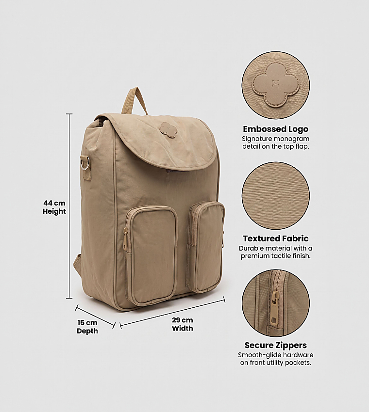 Solid Flap Multi Pocket Backpack