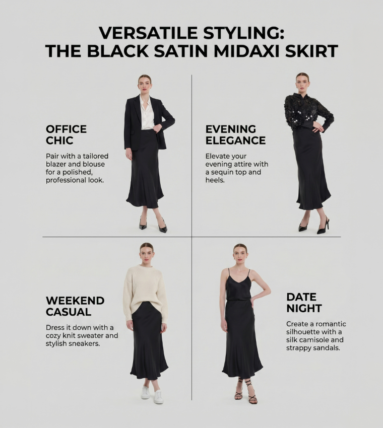 Solid Satin Midaxi Skirt