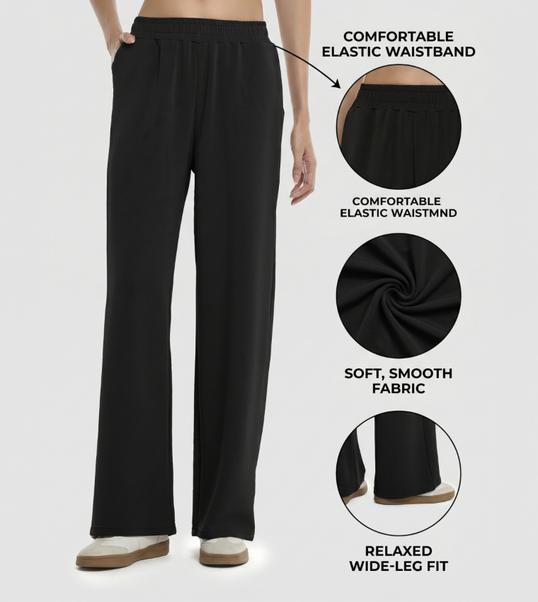 Elastic Waist Wide Leg Pants