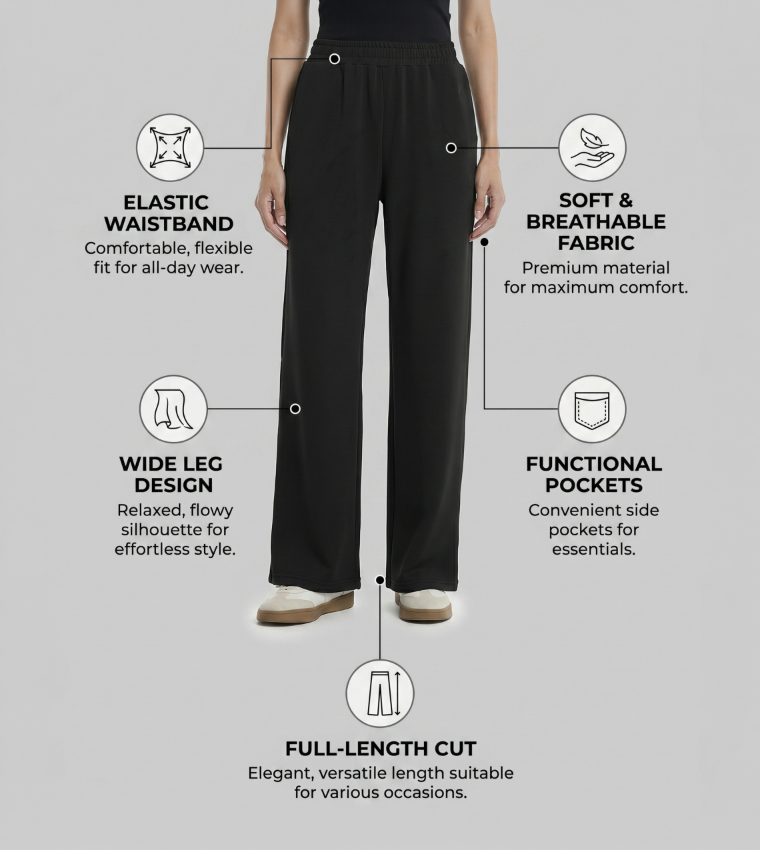 Elastic Waist Wide Leg Pants