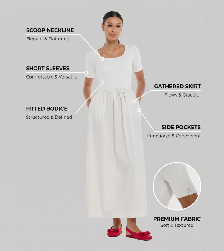 Solid Short Sleeves Maxi Dress