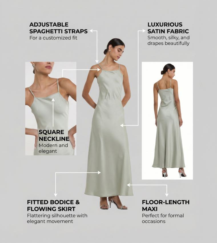 Solid Maxi Slip Dress 