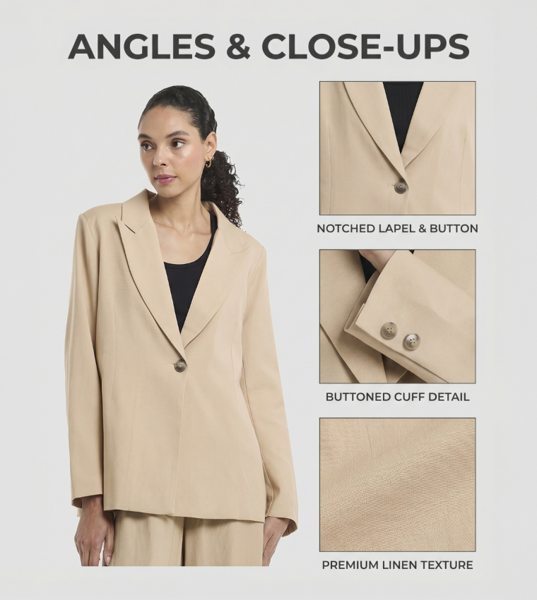 Lapel Collar Oversized Linen Blazer