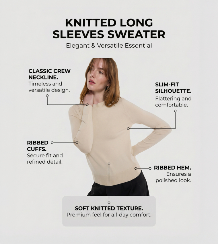 BCBG  Round Neck Sweaters - Beige Round Neck Sweaters